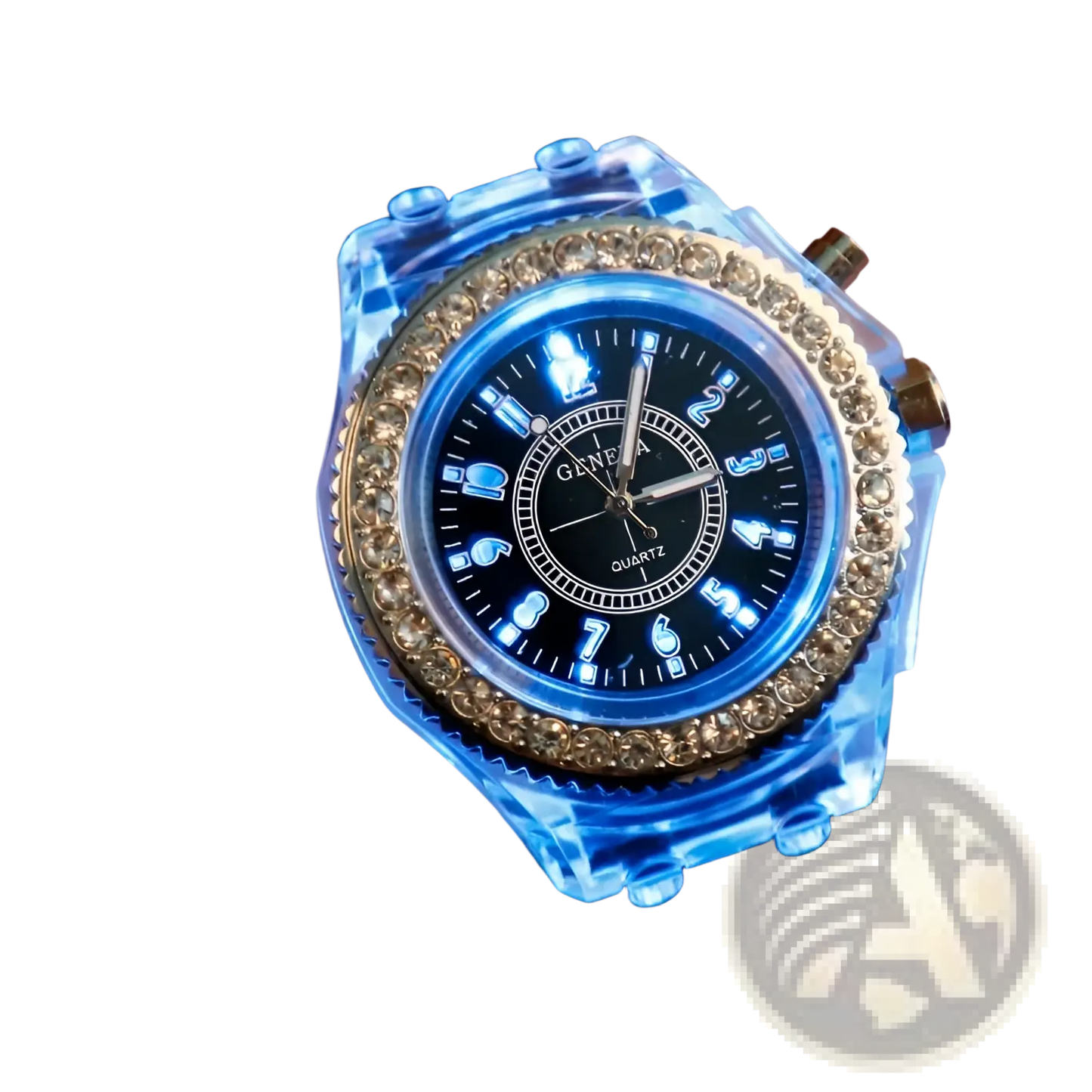 Led Luminous Silicone Watch Rhinestone Digital Timepiece