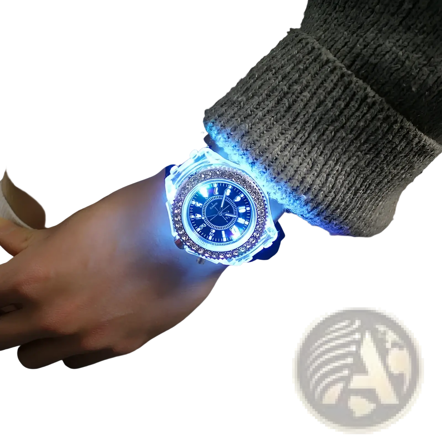 Led Luminous Silicone Watch Rhinestone Digital Timepiece