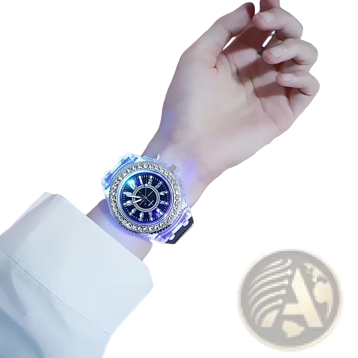 Led Luminous Silicone Watch Rhinestone Digital Timepiece