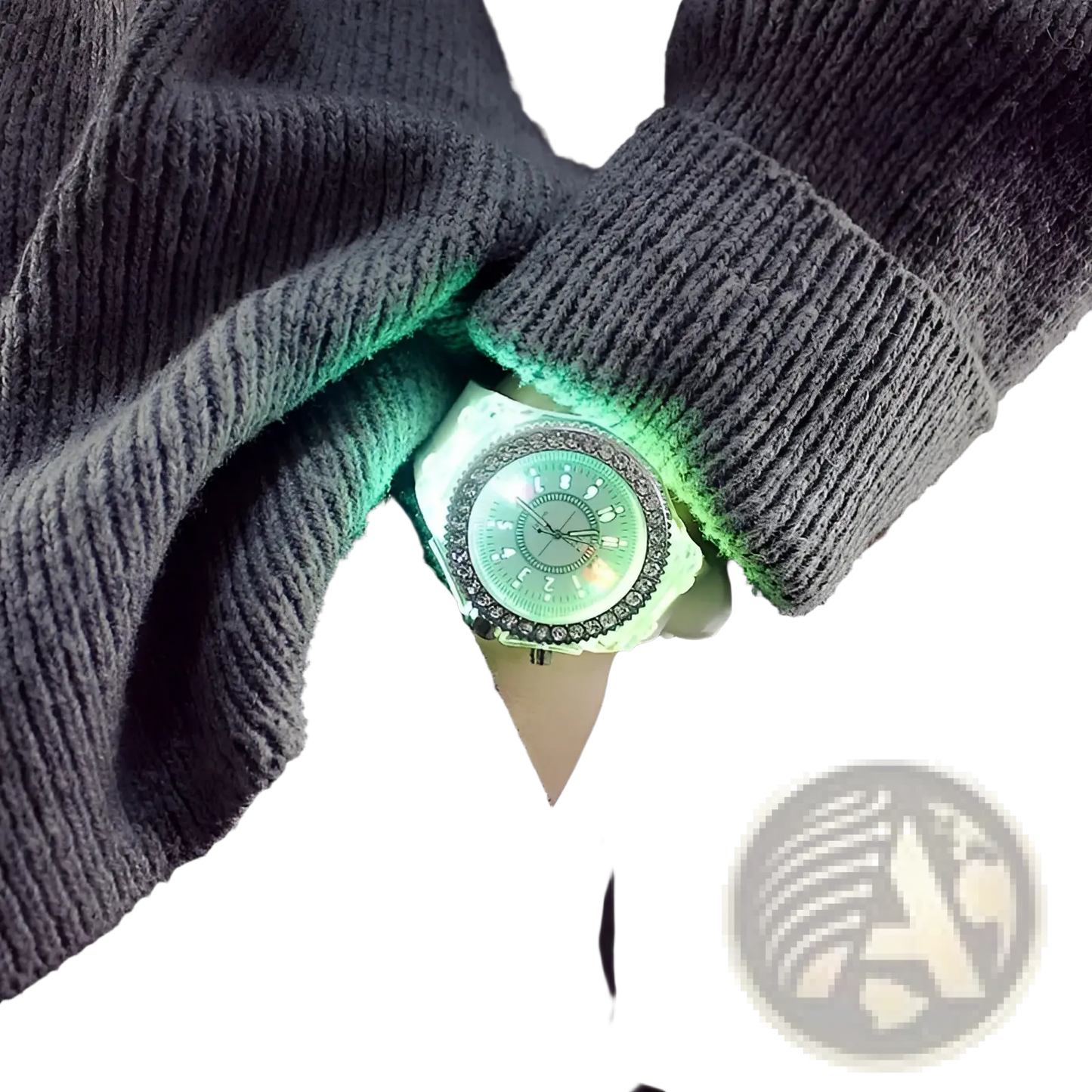 Led Luminous Silicone Watch Rhinestone Digital Timepiece