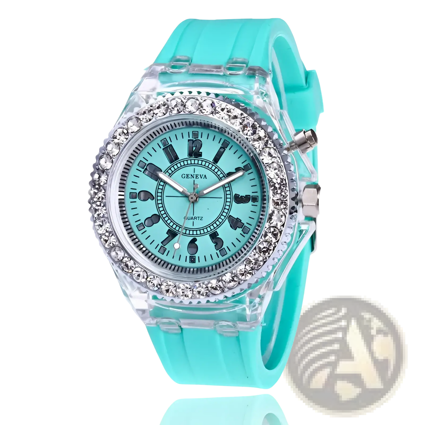 Led Luminous Silicone Watch Rhinestone Digital Timepiece