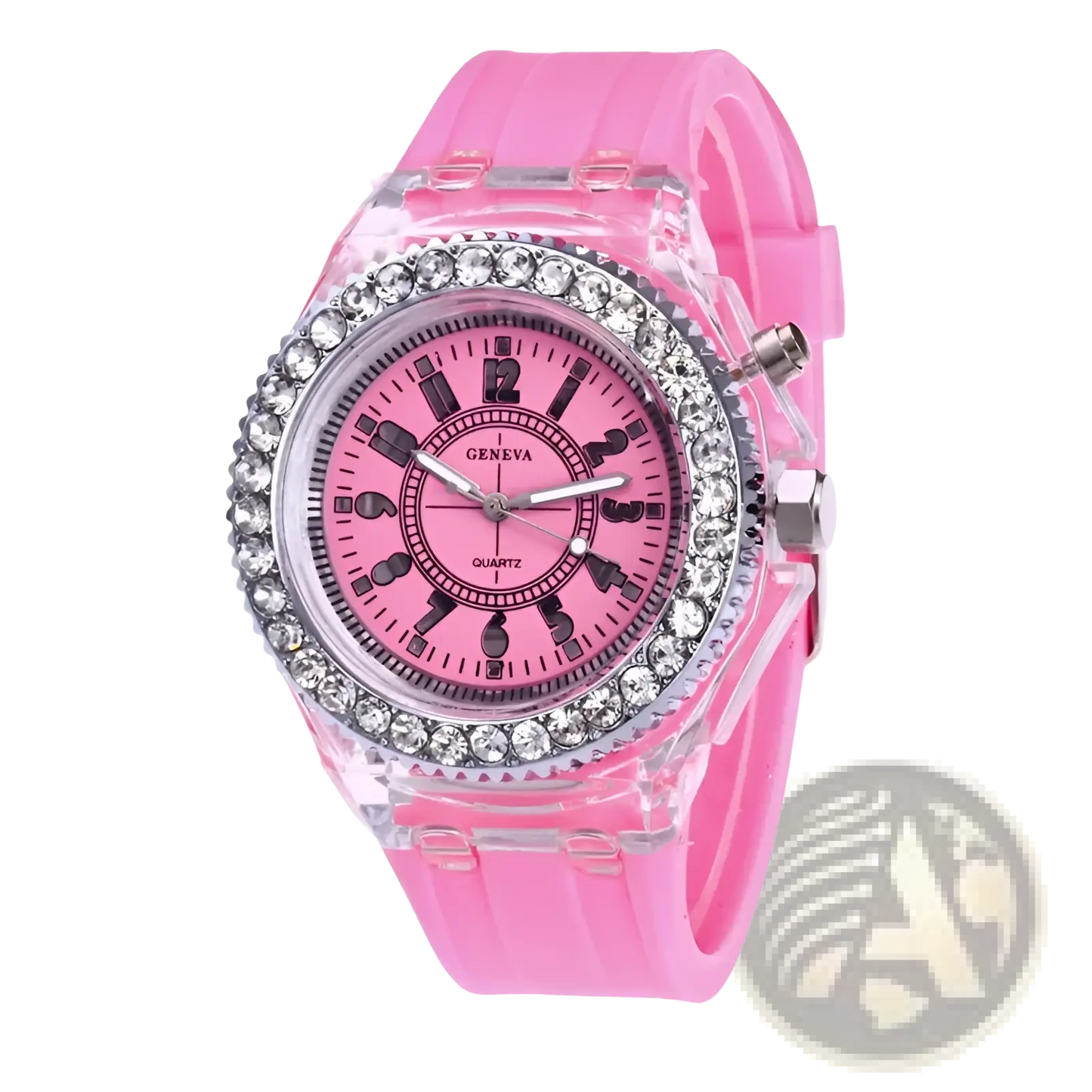Led Luminous Silicone Watch Rhinestone Digital Timepiece
