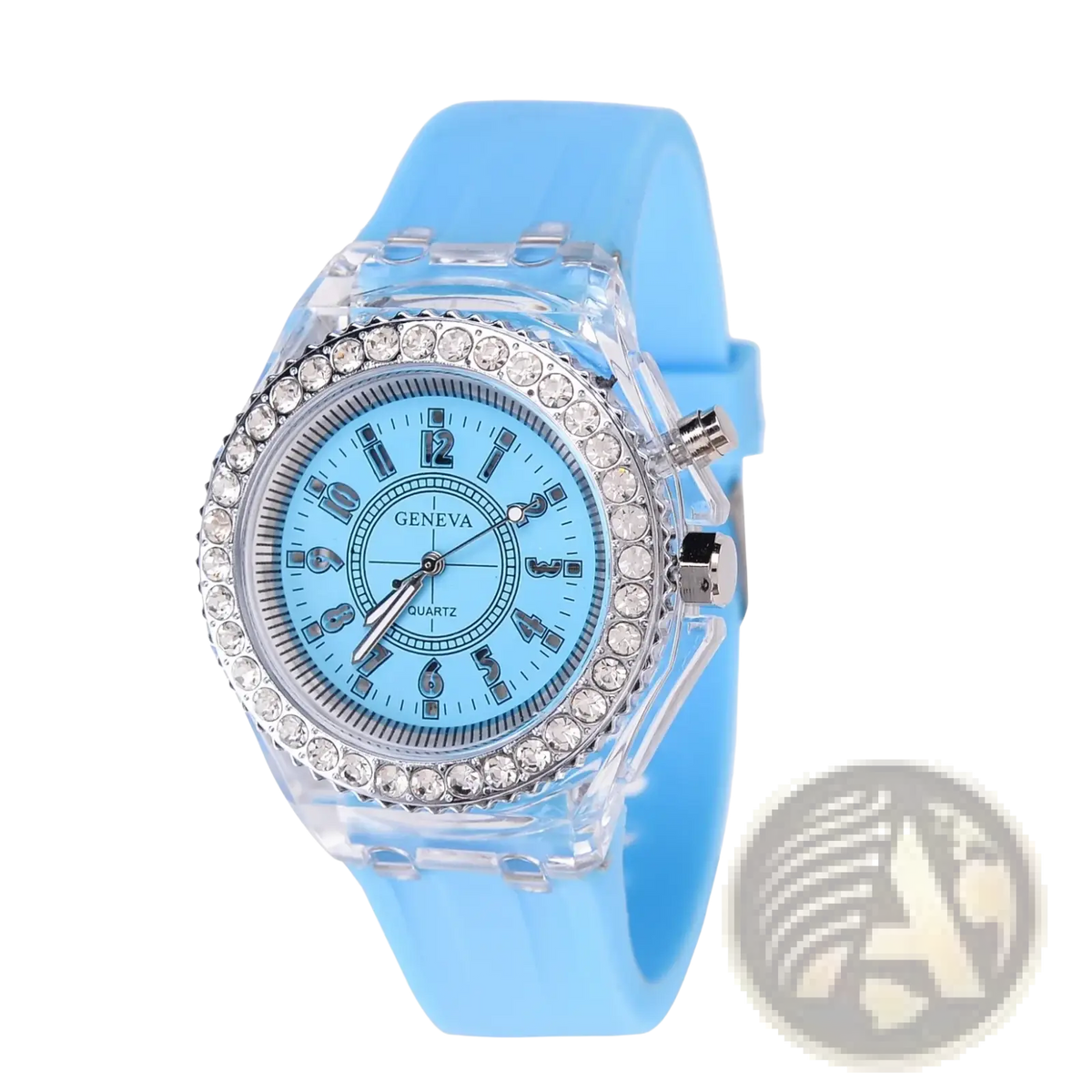 Led Luminous Silicone Watch Rhinestone Digital Timepiece