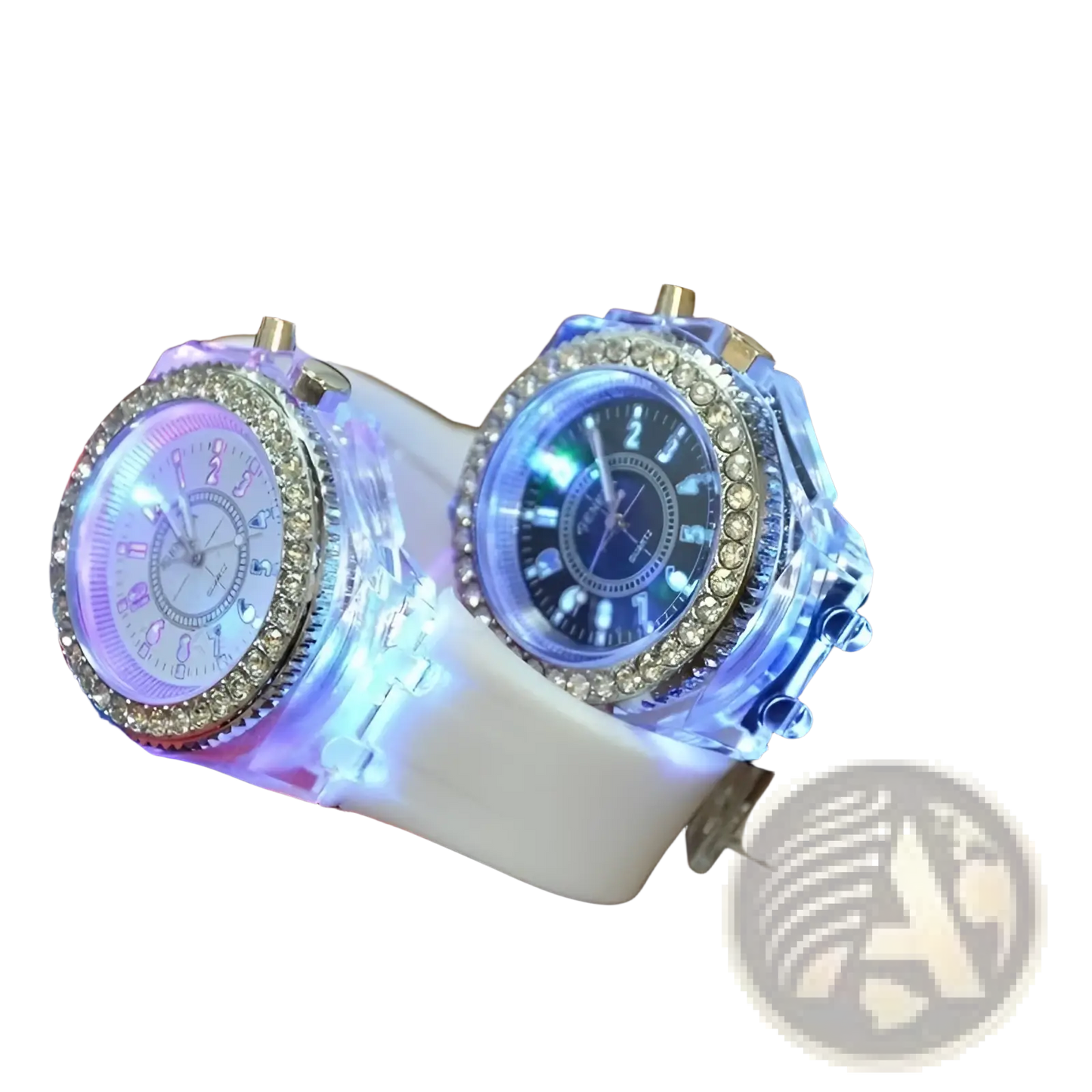 Led Luminous Silicone Watch Rhinestone Digital Timepiece