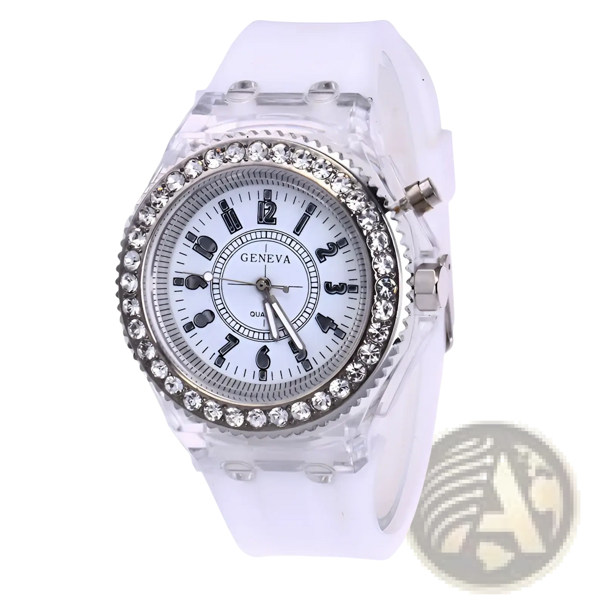 Led Luminous Silicone Watch Rhinestone Digital Timepiece