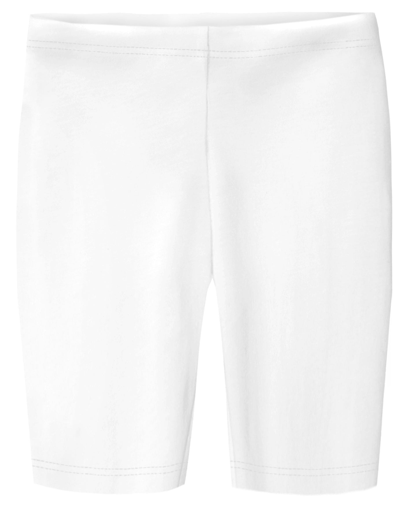 Girls Soft 100% Cotton Long Bike Shorts | White