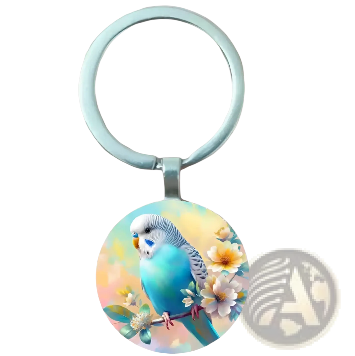 Lovebird Keychain Glass Dome Bird Keyring