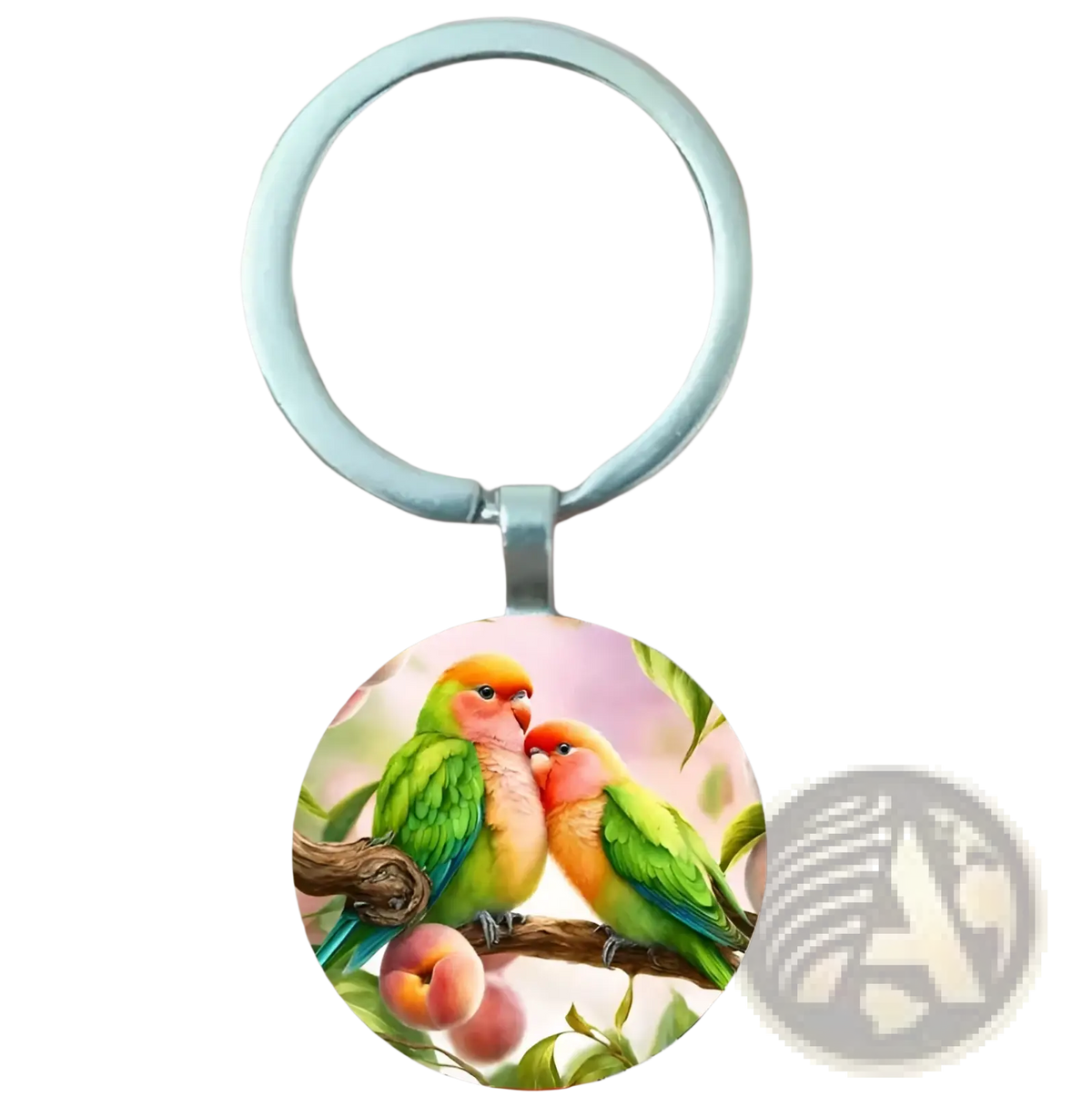 Lovebird Keychain Glass Dome Bird Keyring