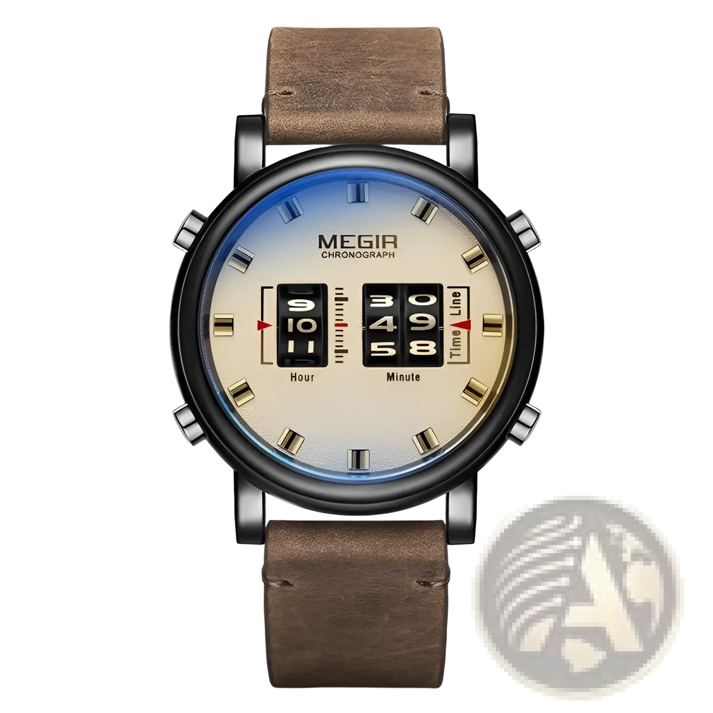 Megir Military Quartz Watch Brown Leather