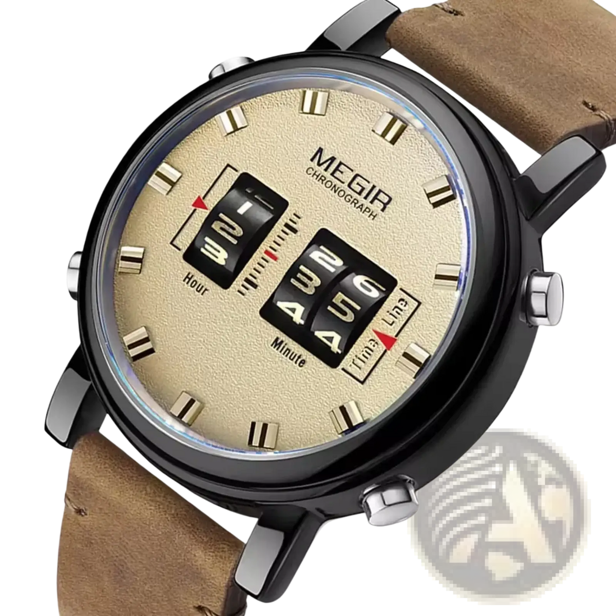 Megir Military Quartz Watch Brown Leather