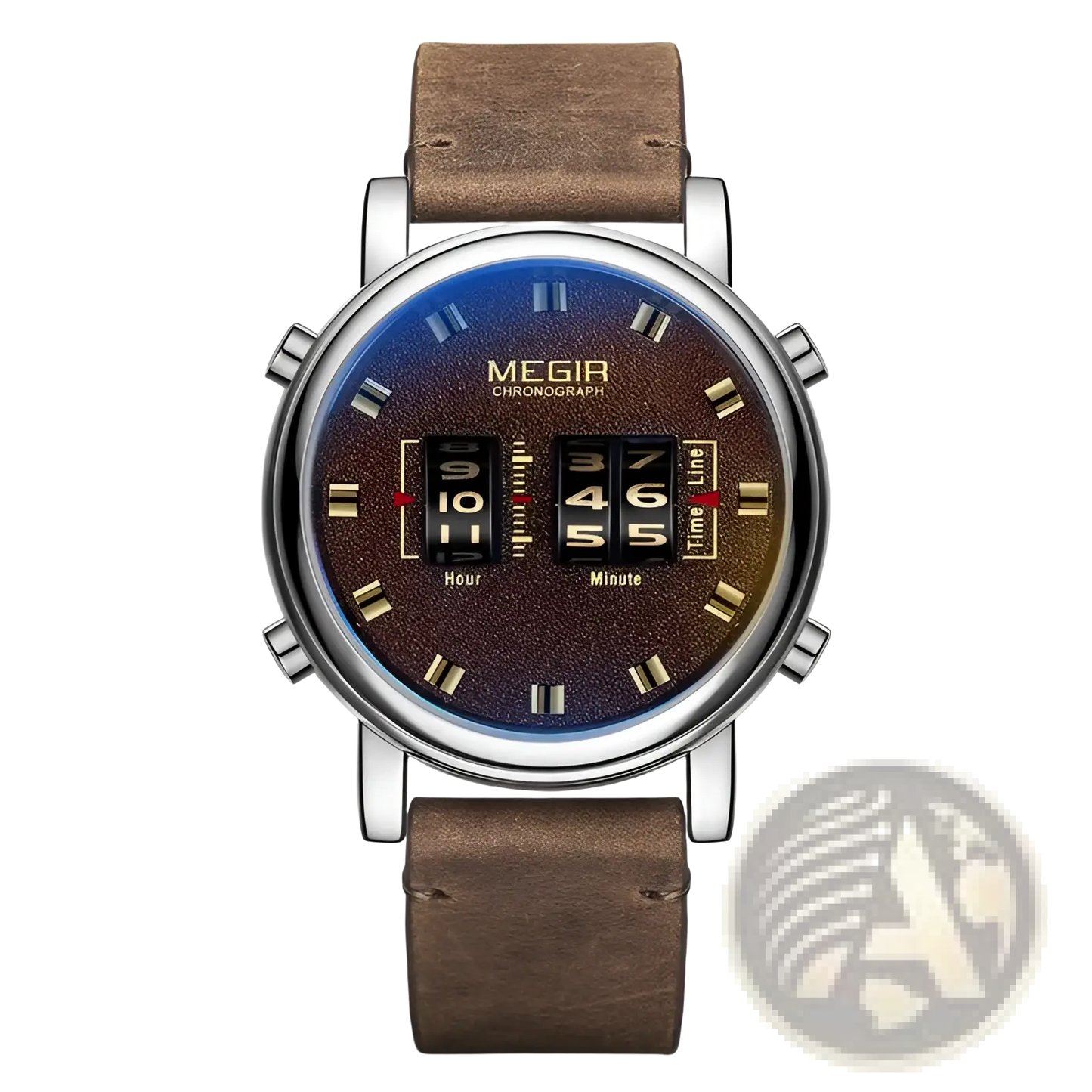Megir Military Quartz Watch Brown Leather