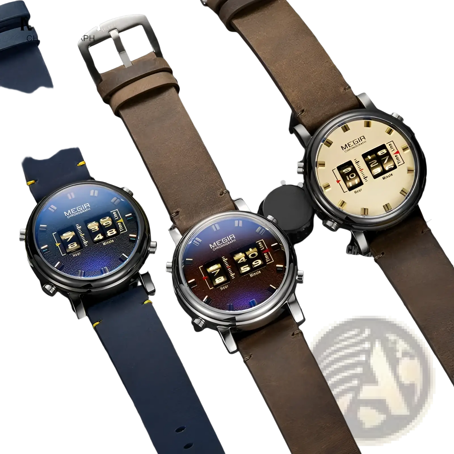 Megir Military Quartz Watch Brown Leather