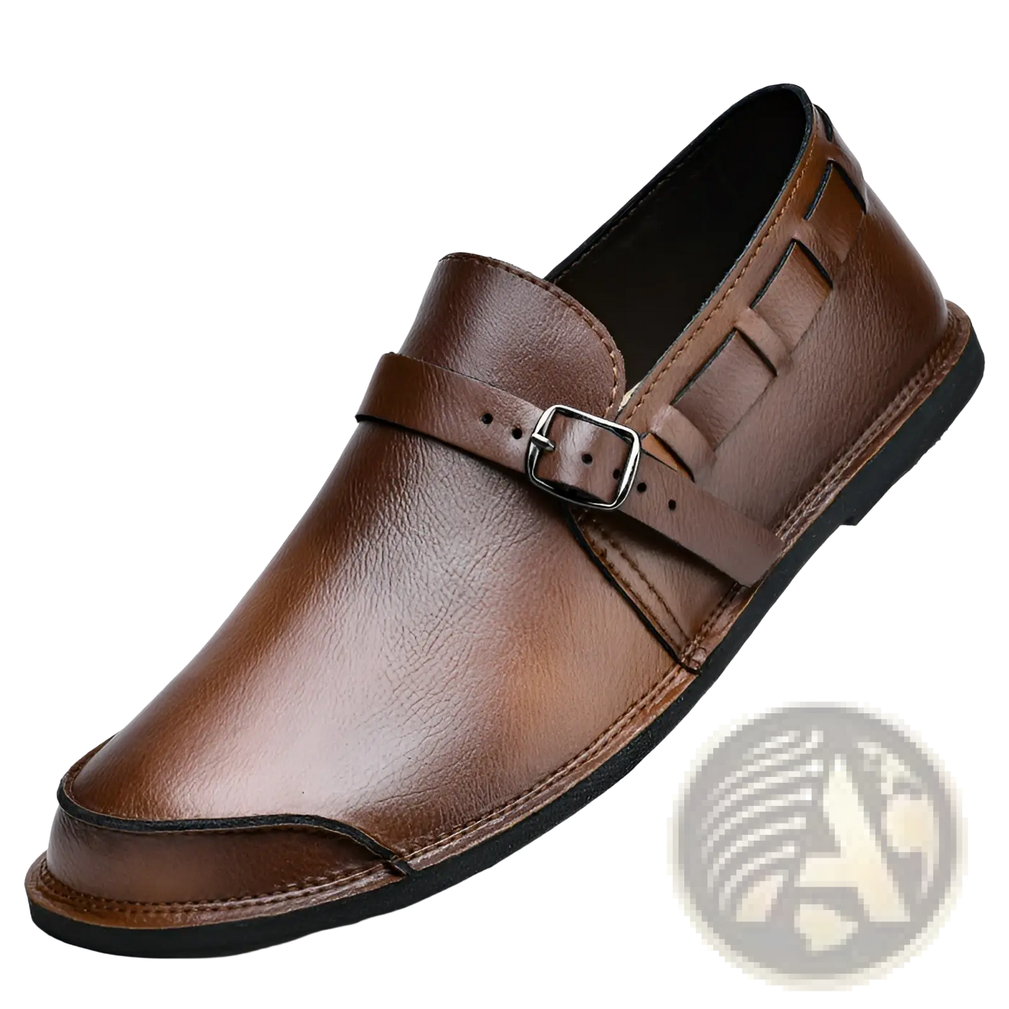Men Leather Slip on Loafer Buckle Casual Shoes