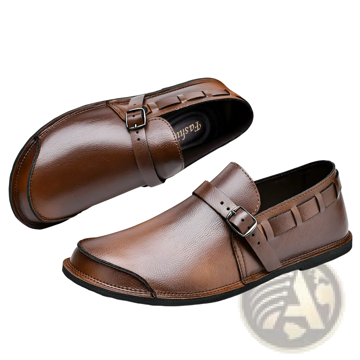 Men Leather Slip on Loafer Buckle Casual Shoes