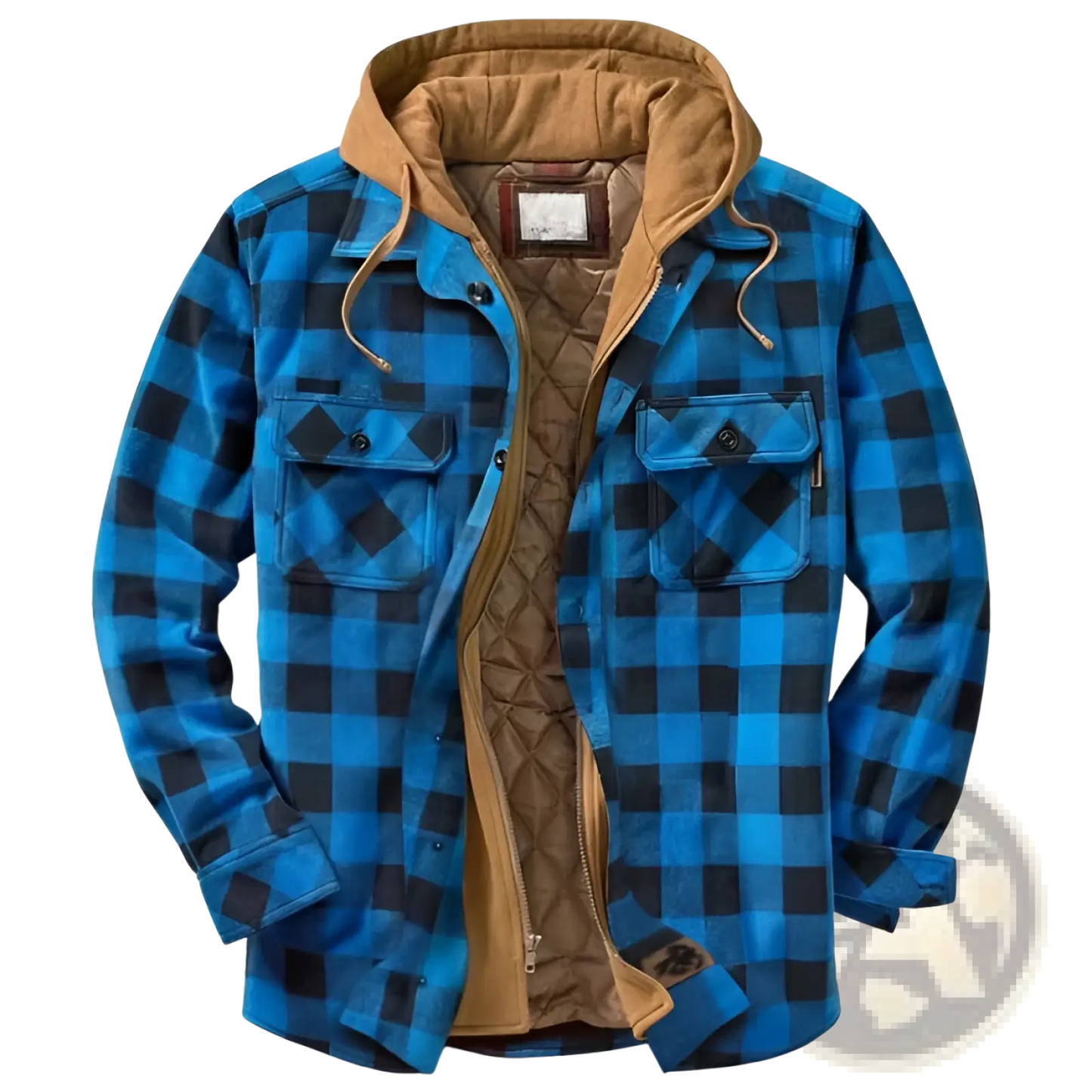 Men Quilted Plaid Hooded Jacket