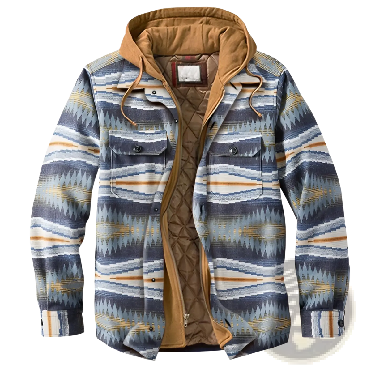 Men Quilted Plaid Hooded Jacket
