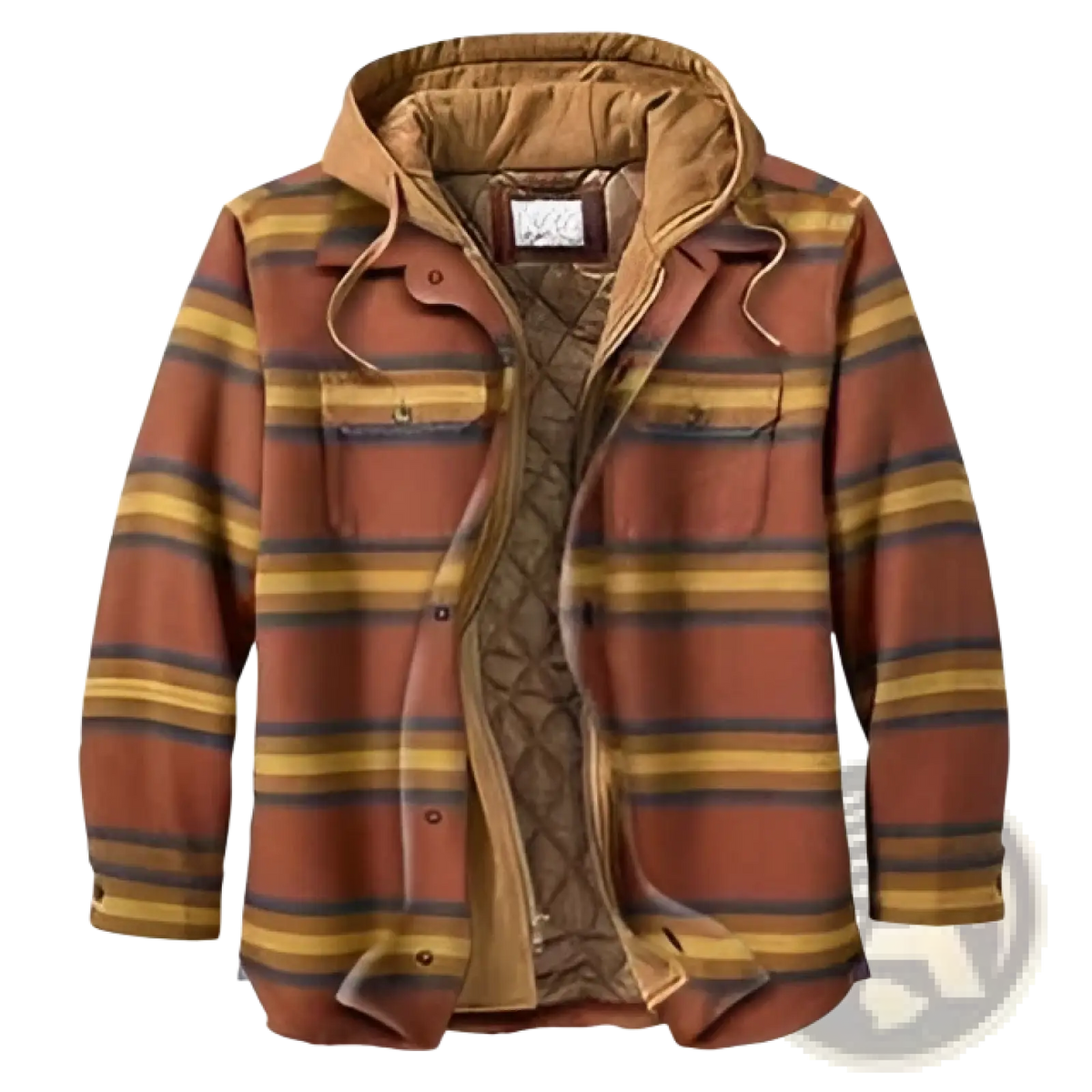 Men Quilted Plaid Hooded Jacket