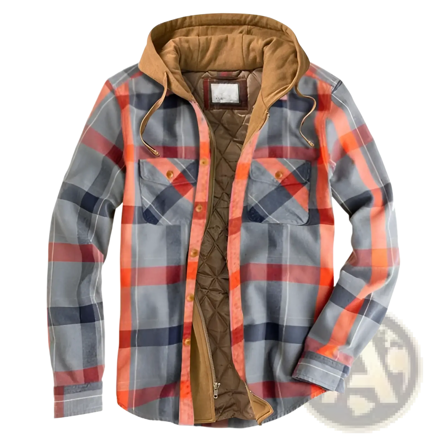 Men Quilted Plaid Hooded Jacket