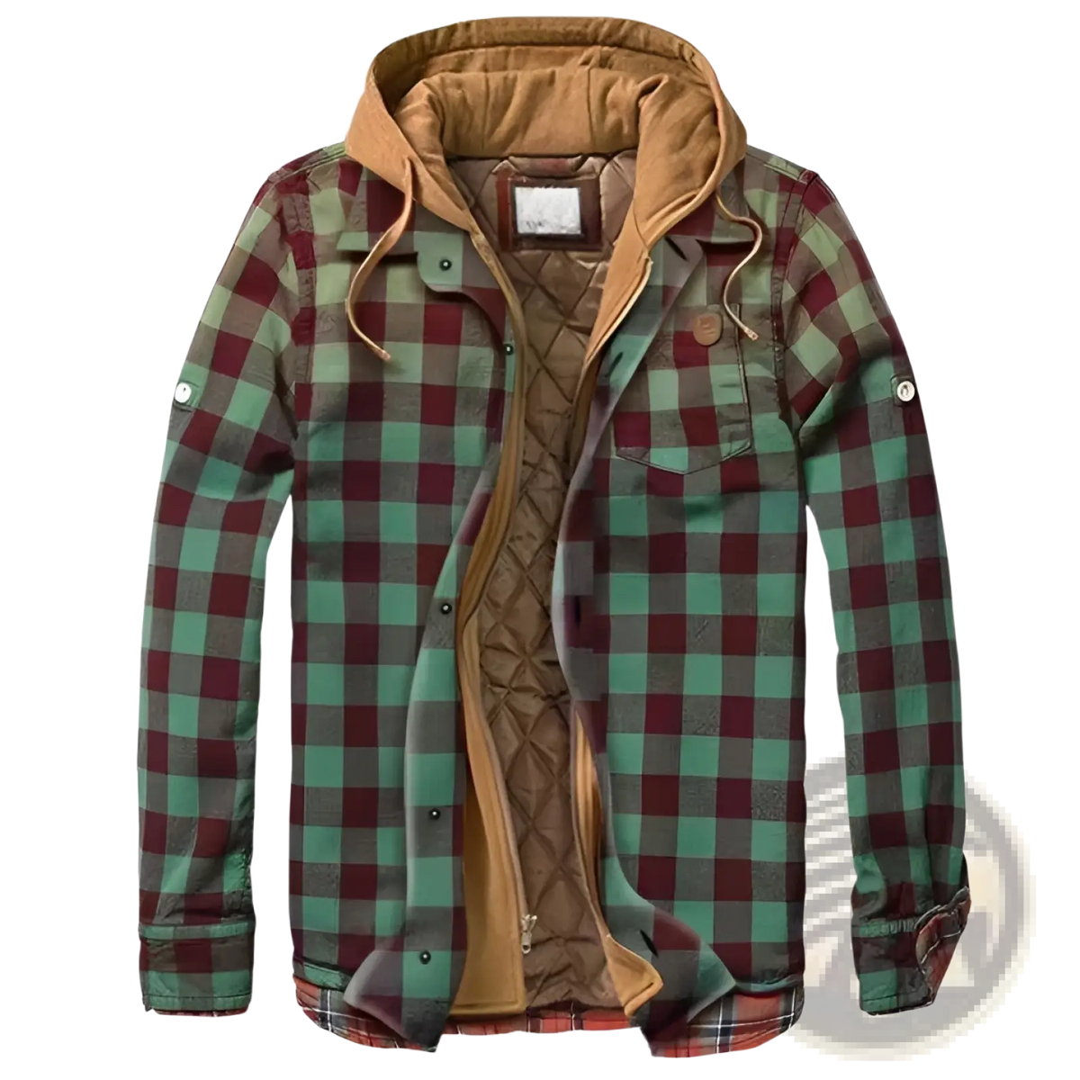 Men Quilted Plaid Hooded Jacket