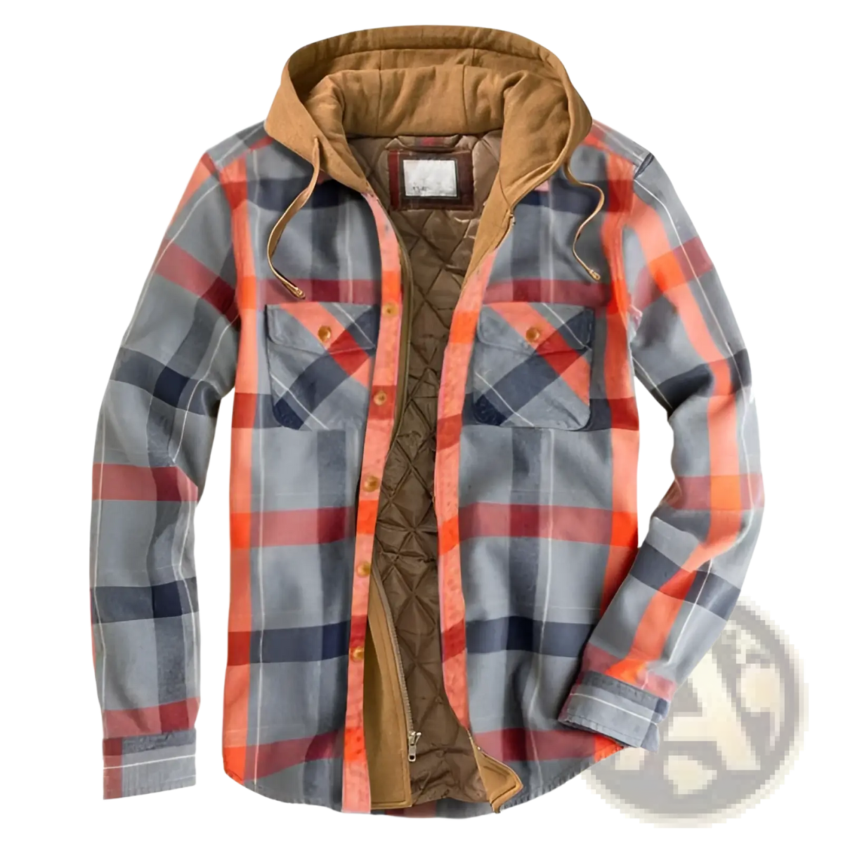 Men Quilted Plaid Hooded Jacket