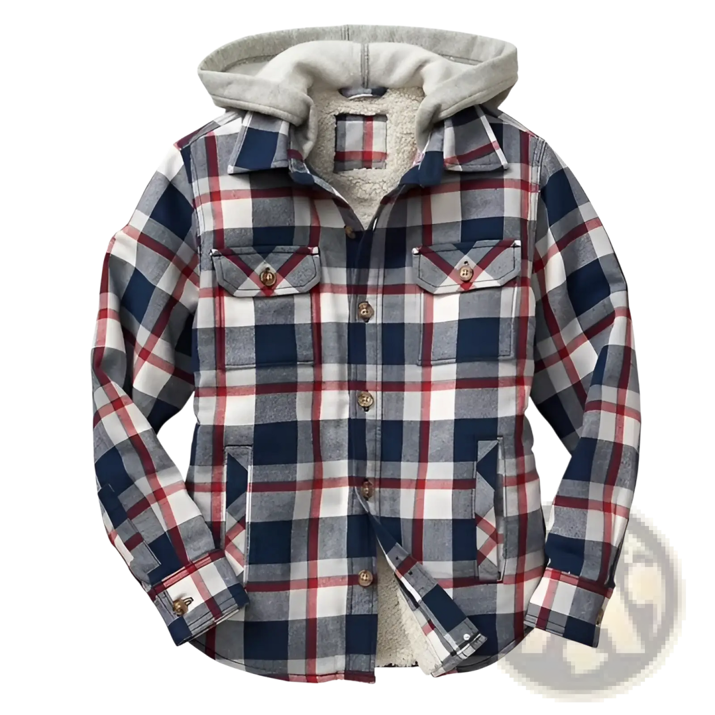 Men Quilted Plaid Hooded Jacket