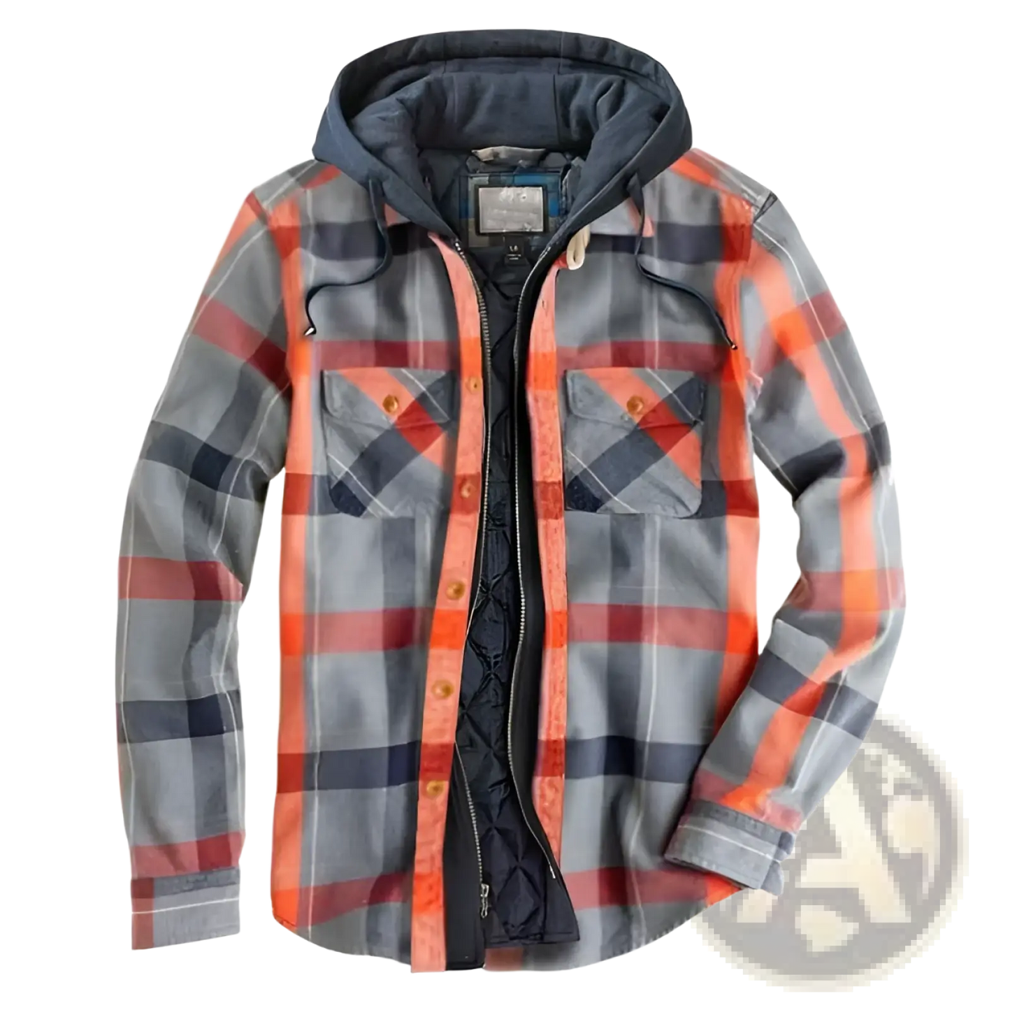 Men Quilted Plaid Hooded Jacket