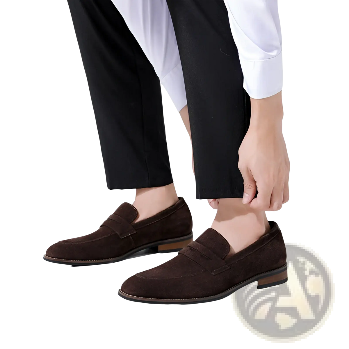 Men's Brown Suede Penny Loafer Casual Leather Shoes