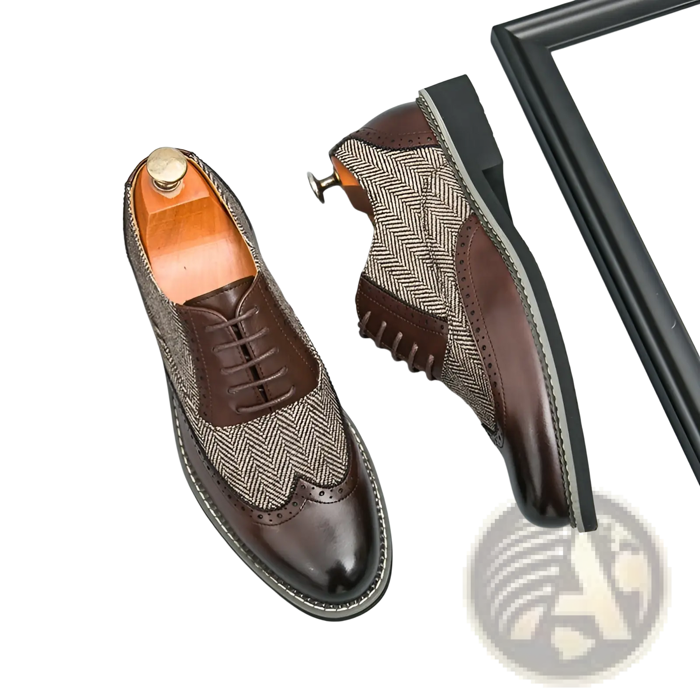 Men's Korean Style Woven Leather Brogue High Top Shoes