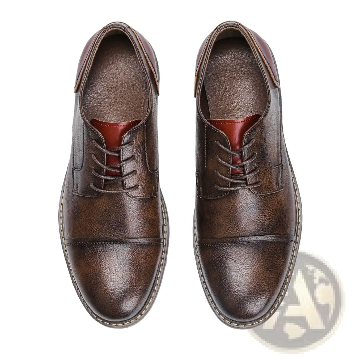 Men's Leather Cap Toe Retro Business Casual Shoes
