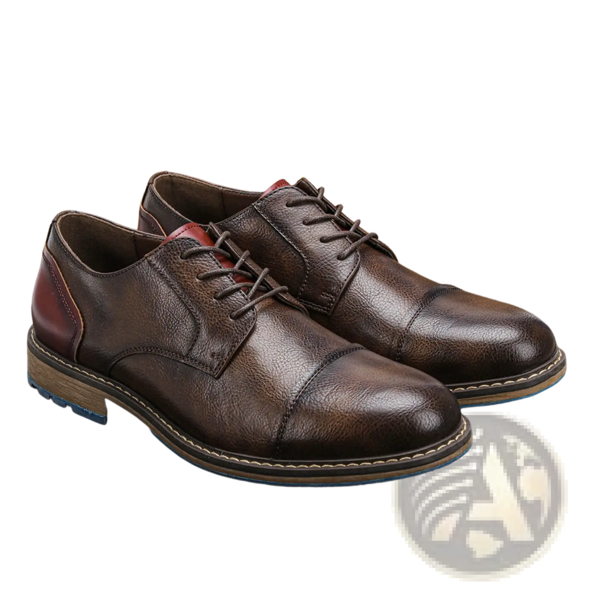 Men's Leather Cap Toe Retro Business Casual Shoes
