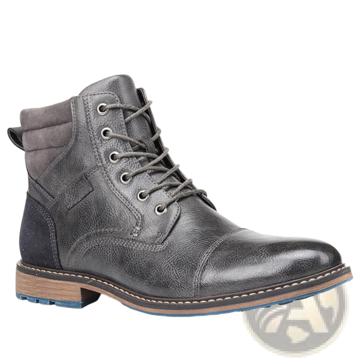 Men's Leather Martin Boots with Blue Rubber Sole
