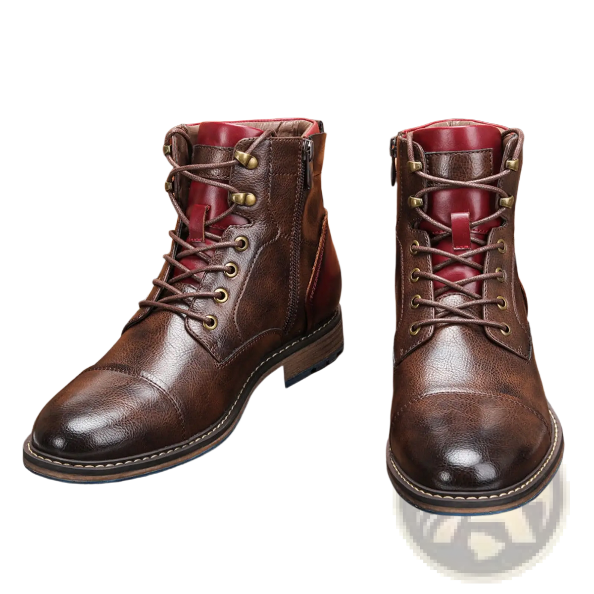 Men's Leather Martin Boots with Blue Rubber Sole