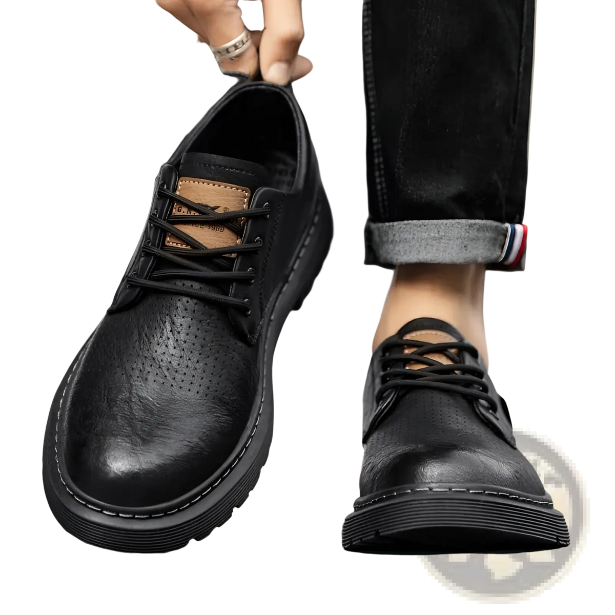 Men's Leather Perforated Business Casual Shoes