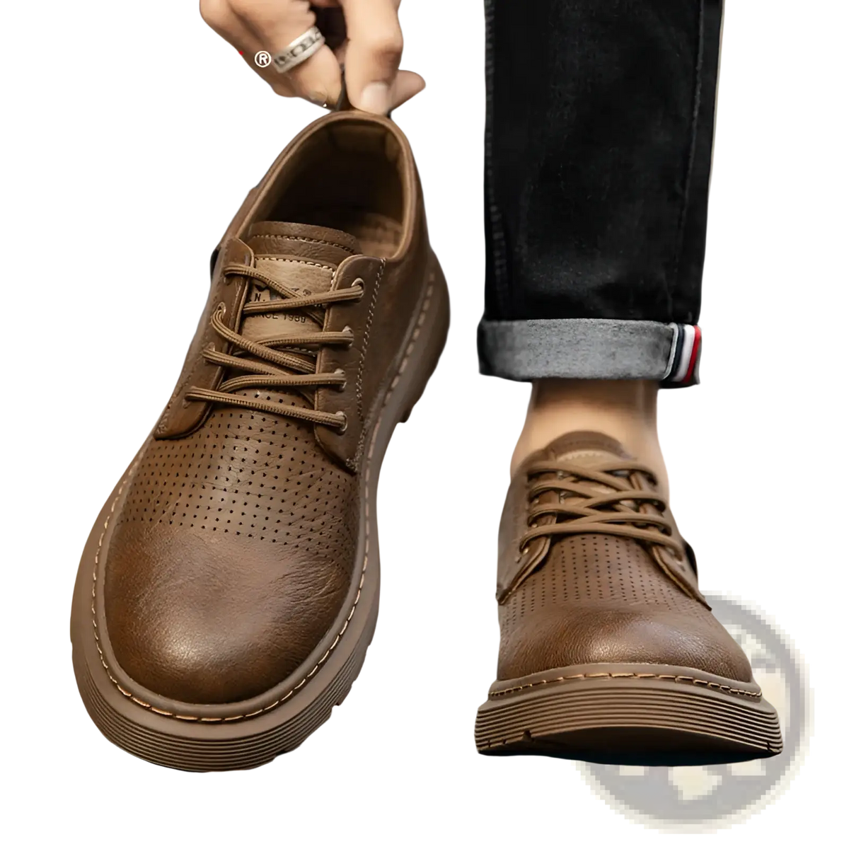 Men's Leather Perforated Business Casual Shoes