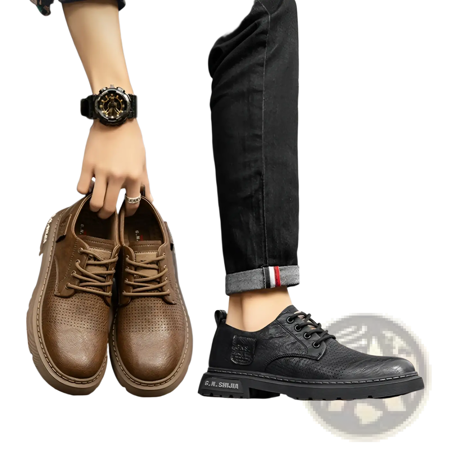 Men's Leather Perforated Business Casual Shoes