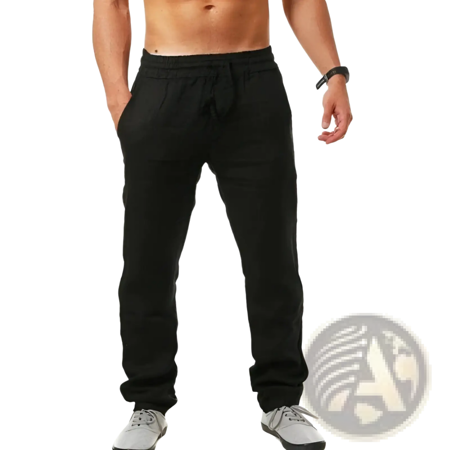 Men's Linen Joggers Casual Summer Drawstring Trousers