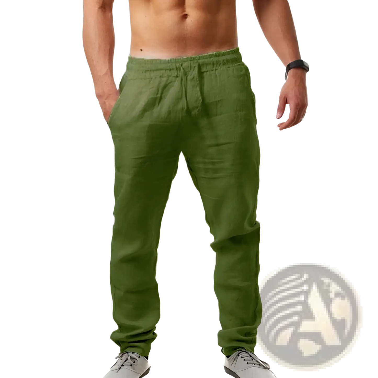 Men's Linen Joggers Casual Summer Drawstring Trousers