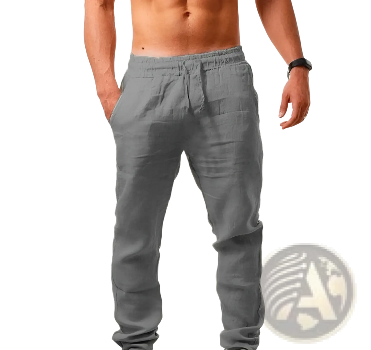 Men's Linen Joggers Casual Summer Drawstring Trousers