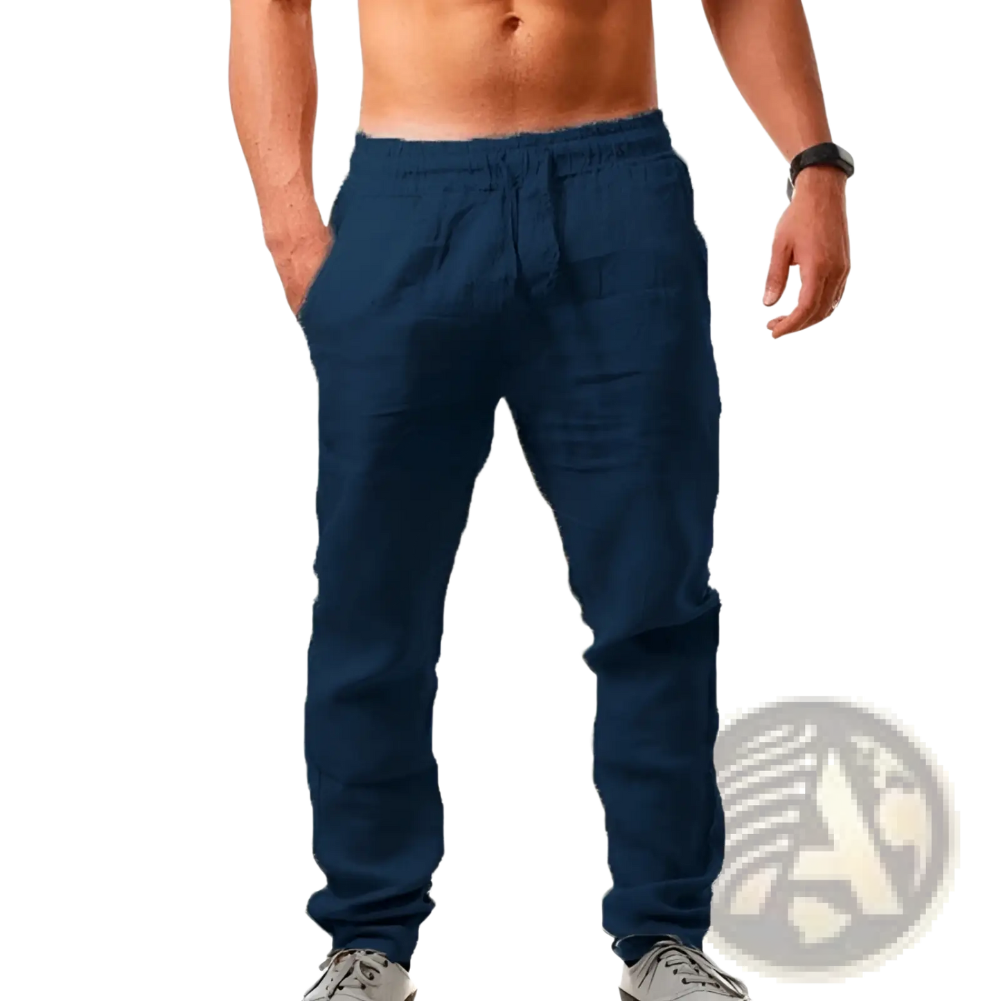 Men's Linen Joggers Casual Summer Drawstring Trousers