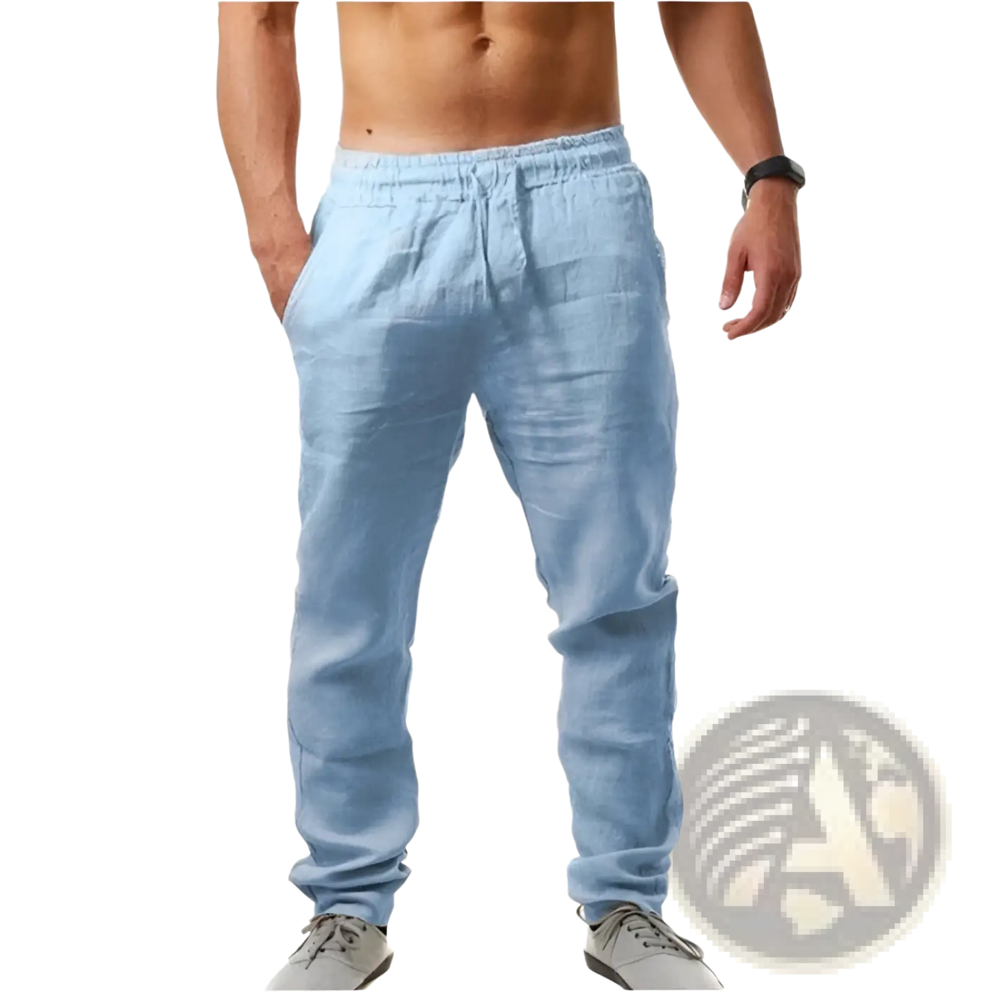 Men's Linen Joggers Casual Summer Drawstring Trousers