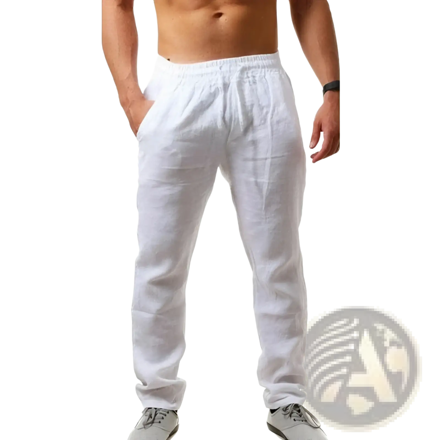 Men's Linen Joggers Casual Summer Drawstring Trousers