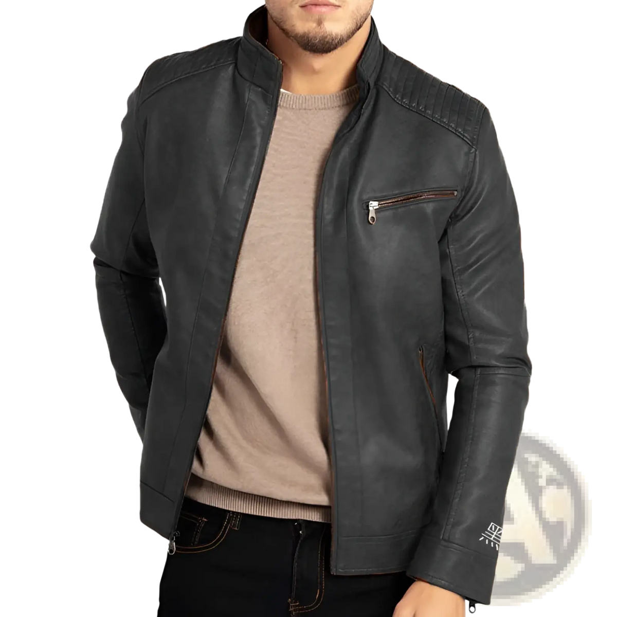 Men's Slim Fit Pu Leather Punk Motorcycle Jacket