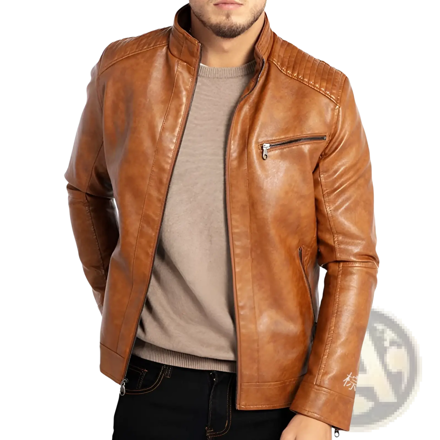 Men's Slim Fit Pu Leather Punk Motorcycle Jacket