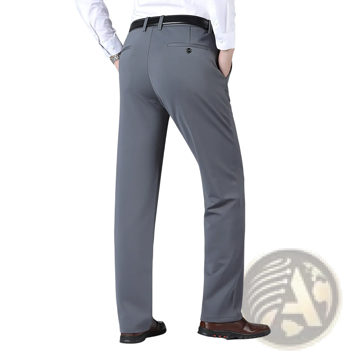 Men's Straight Leg Non-iron Stretch Formal Trousers with Belt