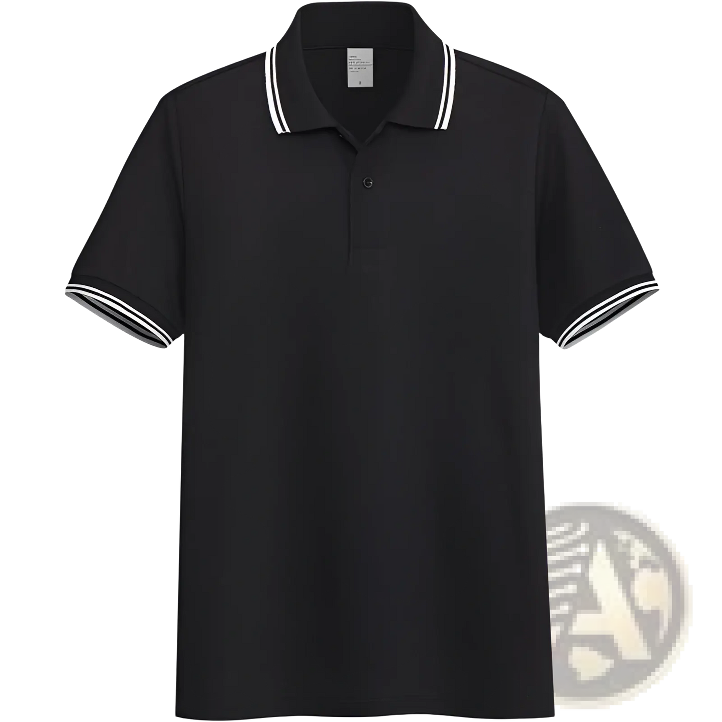 Men's Summer Striped Trim Stand Collar Polo Shirt