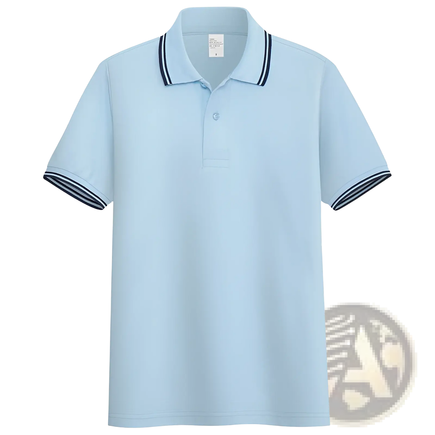 Men's Summer Striped Trim Stand Collar Polo Shirt