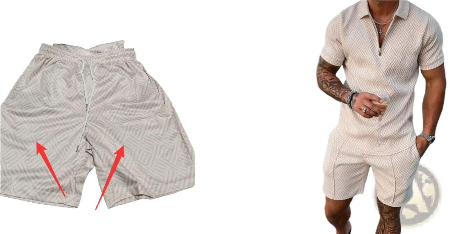 Men's Textured Polo and Shorts Coordinated Summer Set