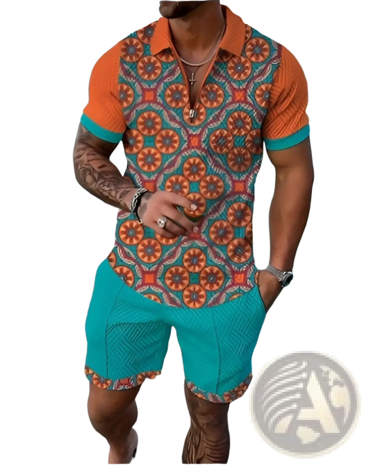 Men's Textured Polo and Shorts Coordinated Summer Set