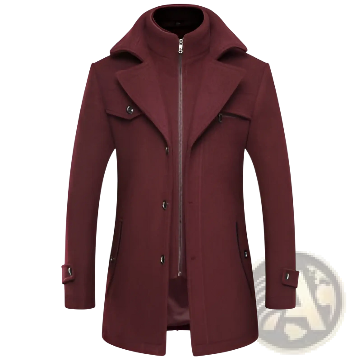 Men's Wool Blend Quilted Winter Coat