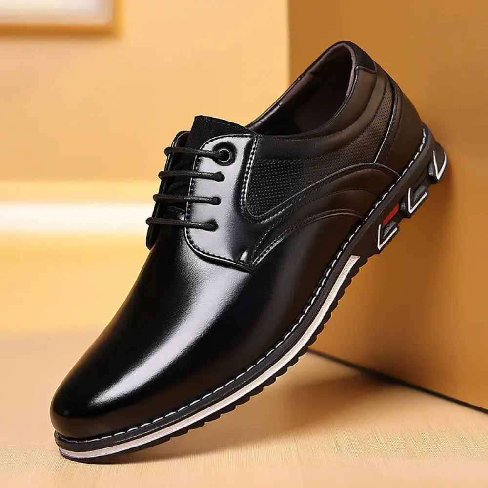 Men's Brown Polished Leather Lace Up Work Shoes